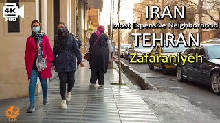 Tehran the most Expensive Neighborhood Zafaraniyeh Street walking Tour Iran walk 4K [upl. by Linneman]