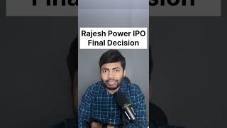 Rajesh Power IPO Final Decision🔥 Latest IPO GMP ipo shortsfeed ntpcgreenipo [upl. by Amelus163]