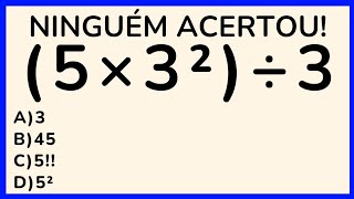 🔥5 QUESTÕES DE MATEMÁTICA PARA DESTRAVAR SEU CÉREBRO🧠 NÍVEL 1 [upl. by Akihsat]