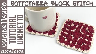 Sottotazza Block Stitch Granny Square  Tutorial Passo a Passo [upl. by Avik]