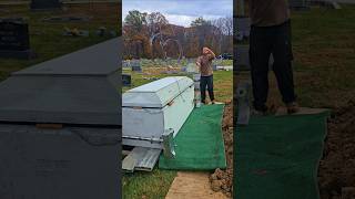 Setting a Concrete Grave Liner trurebel liner concrete funeral cemetery graveyard graveside [upl. by Ferna]