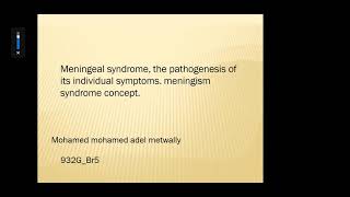 30 Meningeal syndrome the pathogenesis of its individual symptoms Meningism syndrome concept [upl. by Sayce]