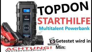 Topdon Starthilfe KFZ Powerbank USB beladen  entladen PKW Jump Starter 2000 Ampere Pannenhelfer [upl. by Innes801]