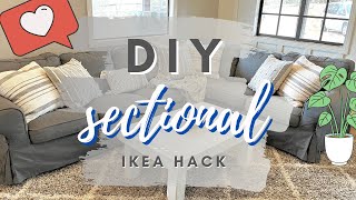 DIY COUCH MAKEOVER  IKEA HACK  DIY SECTIONAL SOFA HACK  AT HOME WITH JILL [upl. by Nowtna158]