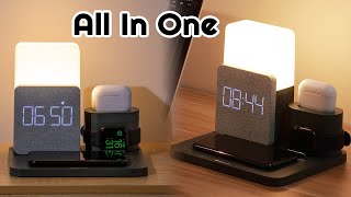 All in One Multifunction Wireless Charger Station Table Lamp Alarm Clock iPhone Apple Watch AirPods [upl. by Margeaux975]