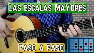 Como tocar TODAS las ESCALAS MAYORES guitarra Tus primeras escalas paso a paso [upl. by Smoot]