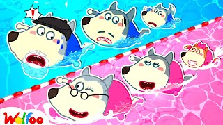 Pink vs Blue Challenge in a Swim Race 💖💙 Wolfoos Family Fun Playtime  Wolfoo Family Official [upl. by Ekalb]