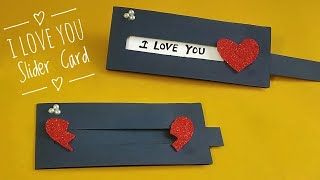 I love you Slider card tutorial  Heart slider card making valentine day card making idea [upl. by Vel]