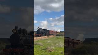 TRAINS AM22 Steam Train NM25 leads the Pichi Richi inaugural enactment of 50 yrs ago Quorn S Aust [upl. by Seline689]