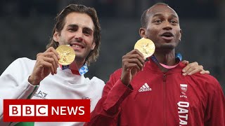 Olympics high jump gold medallist says why he shared podium  BBC News [upl. by Rednasxela]