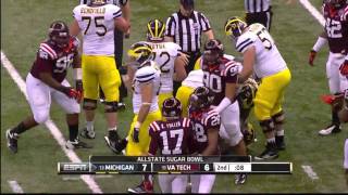 Michigan highlights from 2012 Sugar Bowl v Virginia Tech [upl. by Yhcir239]