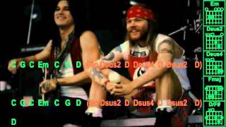 Guns N Roses  Patience  Instrumental  Chords amp Lyrics [upl. by Ecnarual852]