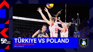 Türkiye vs Poland I Match Highlights 14 Finals I CEV EuroVolley 2023 Women [upl. by Ecarg]