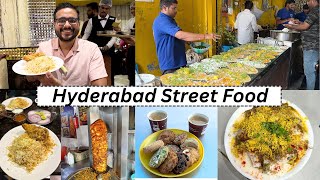 Hyderabad Street Food Part 1  Hyderabadi Chicken Biryani Osmania Biscuits Shawarma and more [upl. by Anoet777]