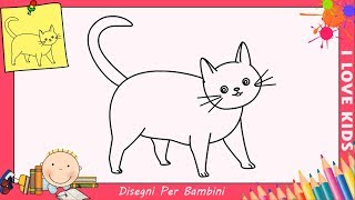 Come disegnare un gatto FACILE passo per passo per bambini 7 [upl. by Atenahs380]