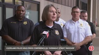 Cleveland police chief No injuries serious damage after street takeovers downtown [upl. by Kester]