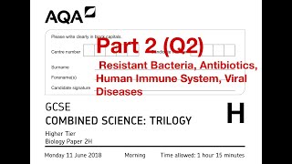 AQA GCSE Combined Science Higher Biology Paper 2H June 2018 Part 2 Q2 [upl. by Loar]