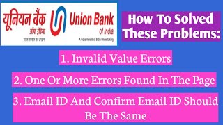 Union Bank Recruitment 2024 Apply Online Invalid Value Errors Email ID Problem One Or More Errors [upl. by Tiphani]