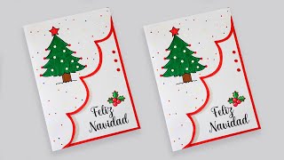 🎄 Como hacer una tarjeta para Navidad 🎄 DIY Christmas Day Card Idea [upl. by Namara]