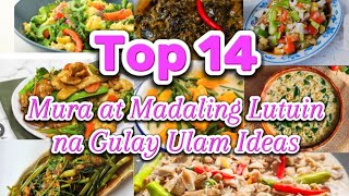 Top 14 Mura at Madaling Lutuin na Gulay Ulam Ideas [upl. by Ferro]