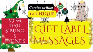 Need ideas for Gift Tag Messages 12 Heartwarming Messages in Cursive cursivewriting giftideas2024 [upl. by Nirak]