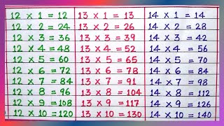 Table of 12 13 and 14  Table of 12  Table of 13  Table of 14  Maths Tables  Tables  RSGauri [upl. by Eissim]