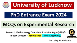 Experimental Research PhD Entrance Exam  University of Lucknow 2024 [upl. by Spiegel473]