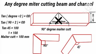 Any Degree Miter Cutt Channel And Beam kisi bi channel Or Beam ka degree Cutt kasy nikalty ha [upl. by Cadal]