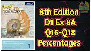 Q16Q18  Ex8A  D18th edition  Percentages  Chapter 8  In Urdu [upl. by Kaila]