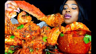 KING CRAB SEAFOOD BOIL MUKBANG  SEAFOOD  MUKBANG  DESHELLED LOBSTER  SEAFOOD BOIL  ASMR EATING [upl. by Enahpad]