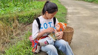 Girl picks green vegetables to sell and completes wooden chair  life of 16 year old girl [upl. by Ahsiket]