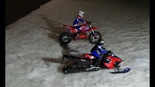 Long track RMKpolaris rush rc snowmobileampdirt bike skyrc super rider sr5 [upl. by Lyrad]