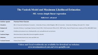 Ubanking Academy Excel  The Vasicek Model and Maximum Likelihood Estimation [upl. by Madra253]