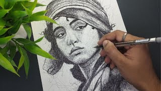 Scribble art portrait drawing  Timelapse video [upl. by Gilbye]