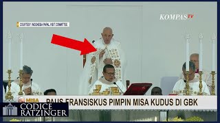 quotVorrei ma non possoquot la mezza consacrazione abusiva di Bergoglio alla Messa di Giakarta [upl. by Il782]