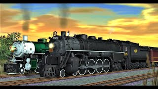 Ohio Central 6325 vs Southern 4501  NampW Class J 611 Trainz [upl. by Jazmin400]