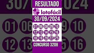 LOTO FACIL hoje  30092024  Resultado concurso 3208 [upl. by Caril142]