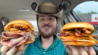 Arby’s Bourbon BBQ Brisket Sandwich and Bourbon BBQ Chicken Sandwich Review [upl. by Trainor]