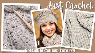 😍 MAGNIFIQUE ENSEMBLE AU CROCHET LES MITAINES TUTO3️⃣ COLLEEN 😜SUPER ÉCONOMIQUE MamieCrochet [upl. by Malonis]