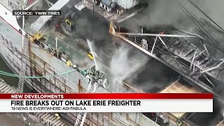 Large fire breaks out aboard ship in Ashtabula Harbor [upl. by Scherle]