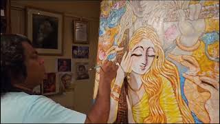 Eminent Painter SUBRATA GHOSH Painting at Studio [upl. by Yeldoow]