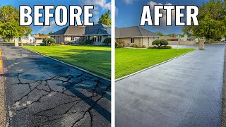 ONE DAY Asphalt Repair  Resurface Asphalt Yourself Including Cracks [upl. by Sutsugua]