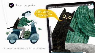 paint storybook charecters with me 🎃 Illustration tutorial  procreate tips and tricks for beginners [upl. by Eseuqcaj742]