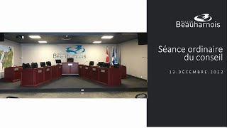 Ville de Beauharnois  Séance ordinaire du 13 décembre 2022 [upl. by Anama]