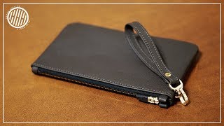 How to make a zipper clutch bag  Making a Bag  Free PDF Pattern  Leathercraft [upl. by Kinson]