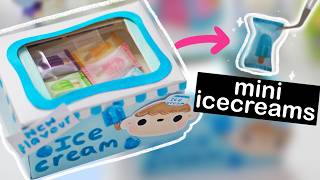 MAKE YOUR OWN paper freezer with TINY mini icecreams  CUTE CRAFT SUMMER DAY 4 [upl. by Samella]