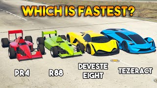 GTA 5 ONLINE  PR4 VS R88 VS TEZERACT VS DEVESTE EIGHT WHICH IS FASTEST [upl. by Knowle]