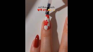 Red and white floral nail art design ❤️💄🥺🫶🏻🌹 Nailtasticplanet shorts [upl. by Arvell]