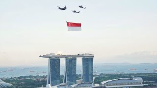 NDP 2024 Singapore Flag with Helicopter  Singapore National Day [upl. by Aindrea457]