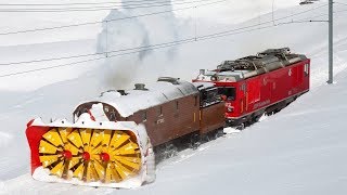 Awesome Powerful Snow Plow Train Blower Through Deep Snow railway tracks Full HD Compilation [upl. by Sass]